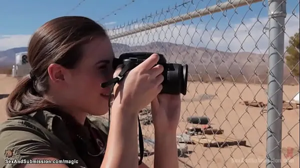 XXX Sexy war reporter Casey Calvert caught on cam soldier James Deen fucking bound babe Lyla Storm then she is caught and anal fucked too in a desert 에너지 영화