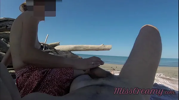 XXX Strangers caught my wife touching and masturbating my cock on a public nude beach - Real amateur french - MissCreamy energy Movies