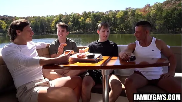 XXX Step daddies foursome fuck gay step sons on a boat trip energiaelokuvat