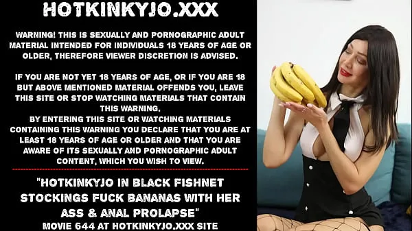 XXX Hotkinkyjo in black fishnet stockings fuck bananas with her ass & anal prolapse energifilmer