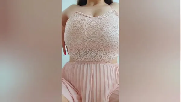 XXX Young cutie in pink dress playing with her big tits in front of the camera - DepravedMinx energiafilmek
