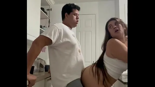 XXX Naughty Colombian TikToker La Paisa Fucks neighbor in the kitchen while Family upstairs!! Cumshot on Natural Big Boobs Filem tenaga